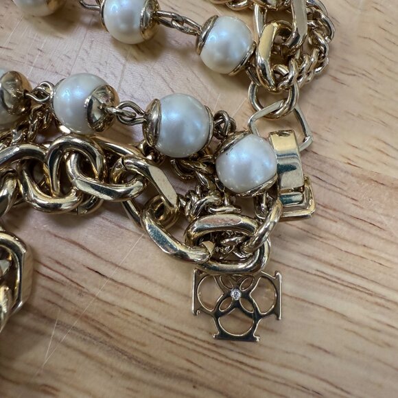 Ann Taylor Long Layered Gold-Tone Necklace With Faux Pearl Accents - Picture 15 of 15